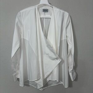 BALOSSA white quiet luxury‎ cotton blouse